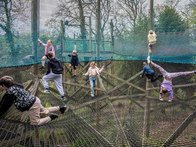 Children playing on skynets at Robin Hill Adventure Park