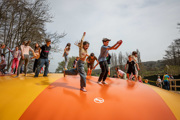 Children jumping on large bouncy pillow at Robin Hill Adventure Park