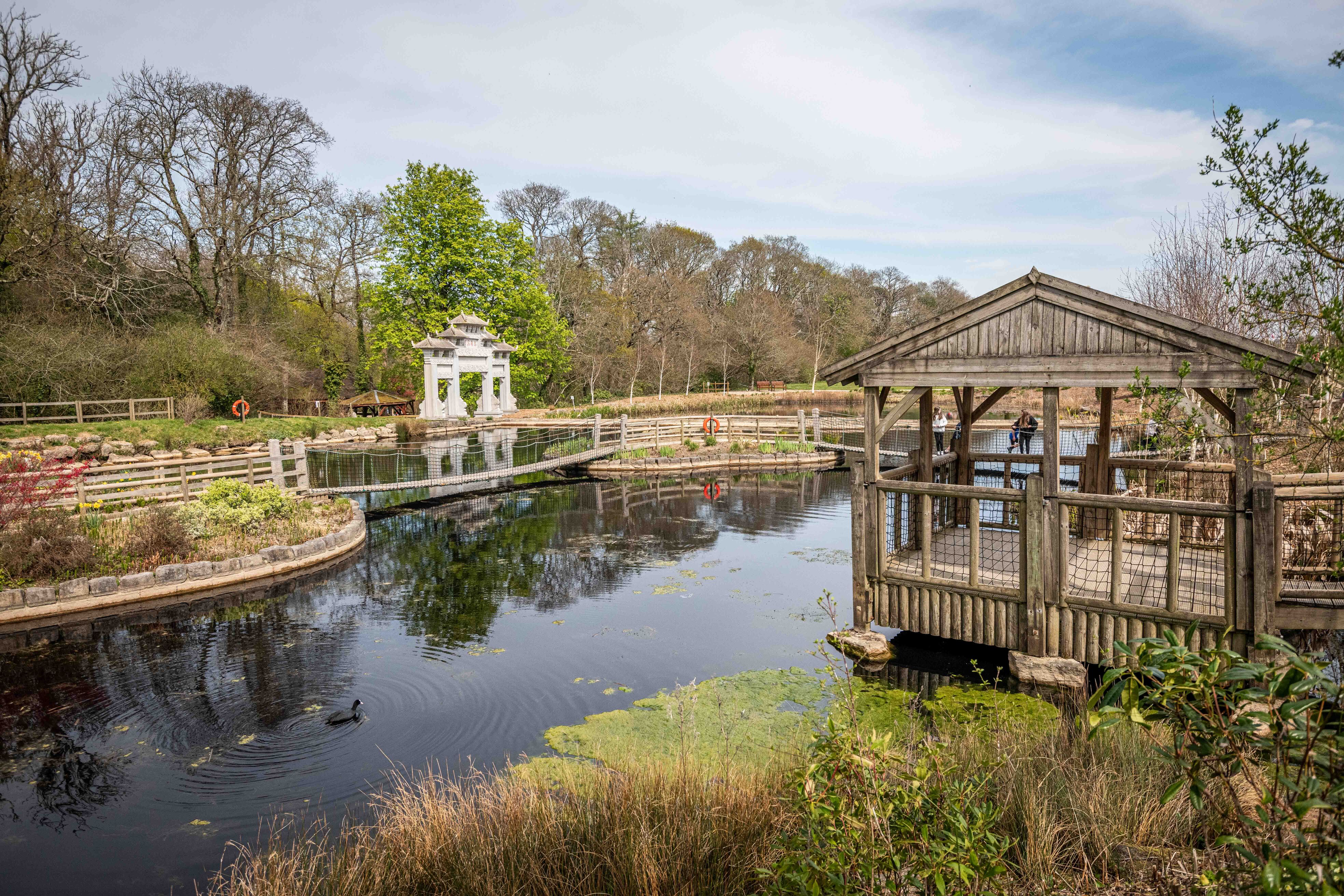 Marble Chinese arch over ponds